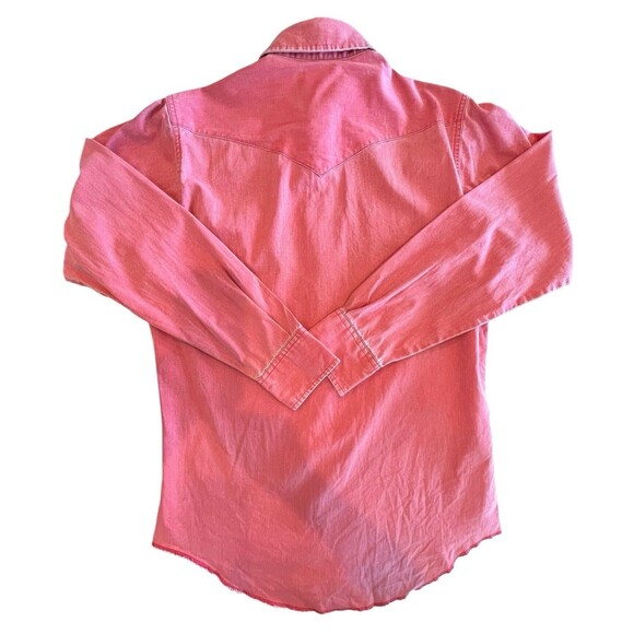 Wrangler Vintage Brushpopper Button Shirt Men X Long Tail Sz 15-33 Pink - Picture 2 of 9